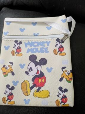 Disney Cream Mickey Mouse Printed Crossbody Pouch with Blue Accents